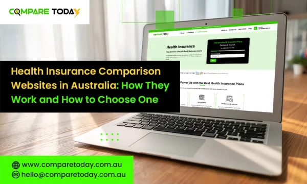 Australian couple comparing health insurance websites on a laptop